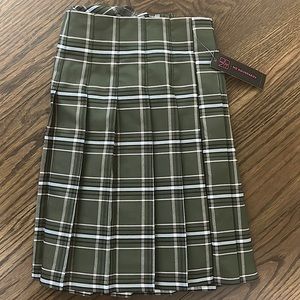 Green school girl aesthetic skirt with pink and white accent